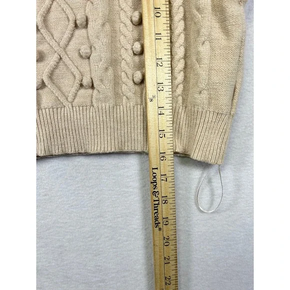 Debut Beige‎ Cable Knit Button Detail Cropped Sweater Vest Women's Medium - Picture 7 of 9